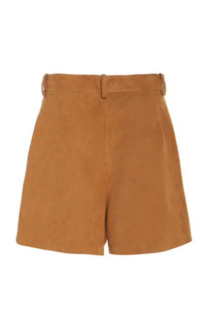 Shop Nili Lotan Roxana High-rise Suede Shorts In Brown