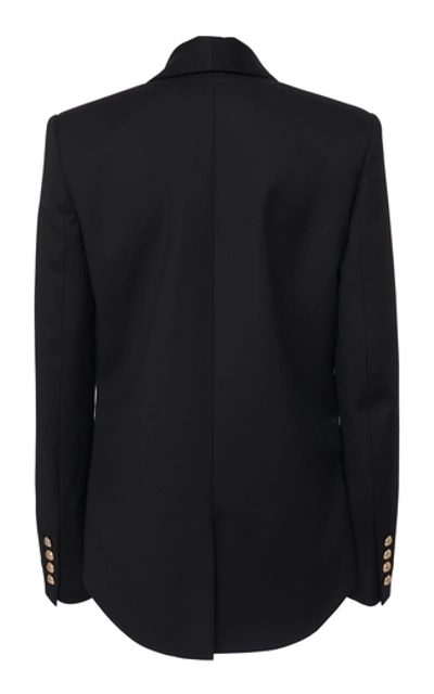 Shop Balmain Padded-shoulder Buttoned Crepe Jacket In Black