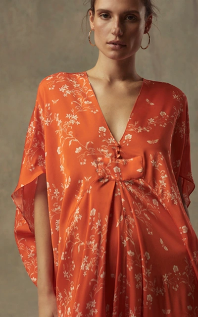Shop Johanna Ortiz Exclusive Distinctive Flavour Silk Printed Caftan In Orange