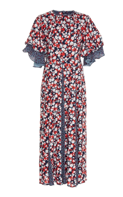 Shop Gül Hürgel Floral-print Crepe Midi Dress