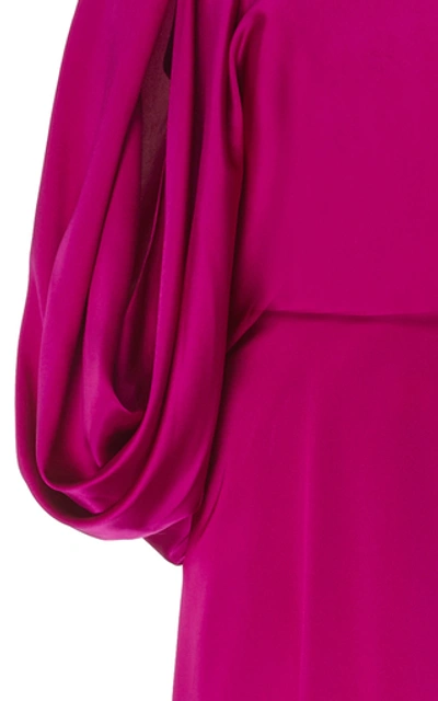 Shop Roksanda Milena Cape-effect Silk-satin Gown In Purple