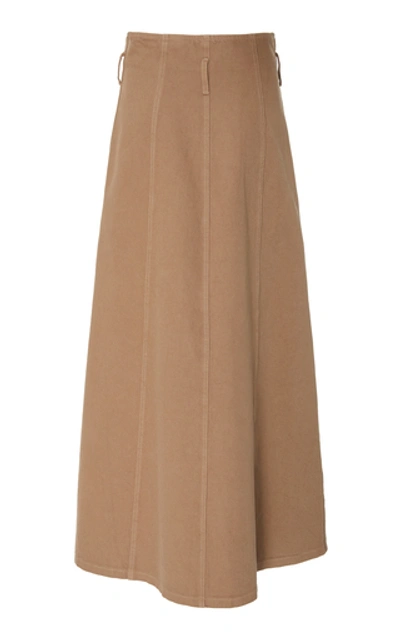 Shop Nanushka Roja A-line Denim Midi Skirt In Neutral
