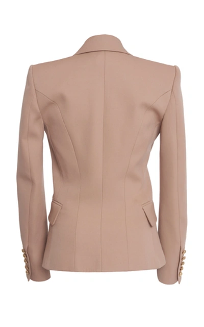 Shop Balmain Double-breasted Buttoned Wool Blazer In Neutral