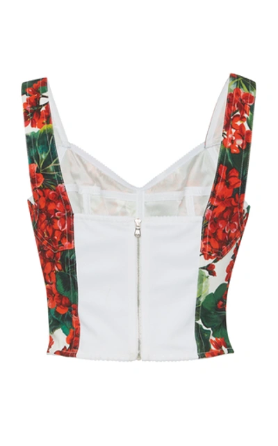 Shop Dolce & Gabbana Floral-print Stretch-twill Bra Top