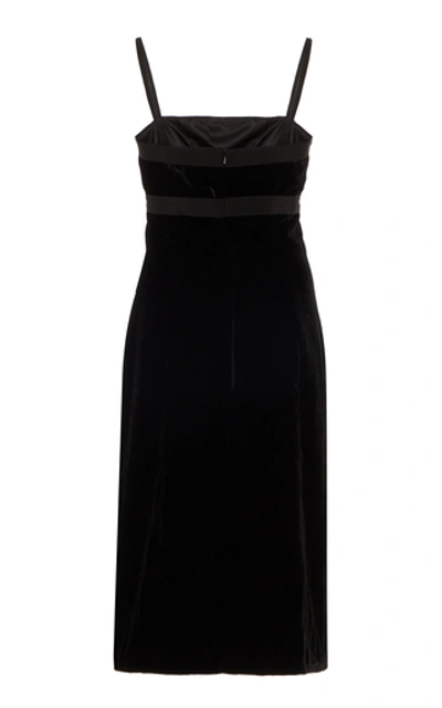 Shop Brock Collection Grosgrain-trimmed Velvet Midi Dress In Black