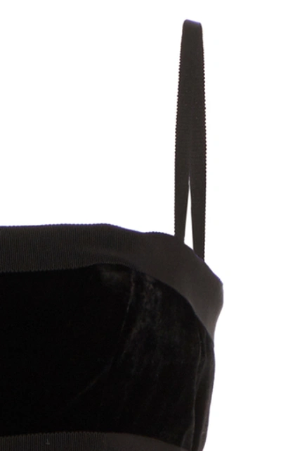 Shop Brock Collection Grosgrain-trimmed Velvet Midi Dress In Black