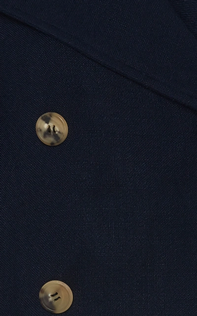 Shop Khaite Clara Double-breasted Poplin Coat In Navy