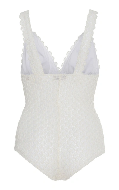 Shop Missoni Scalloped One-piece Swimsuit In White