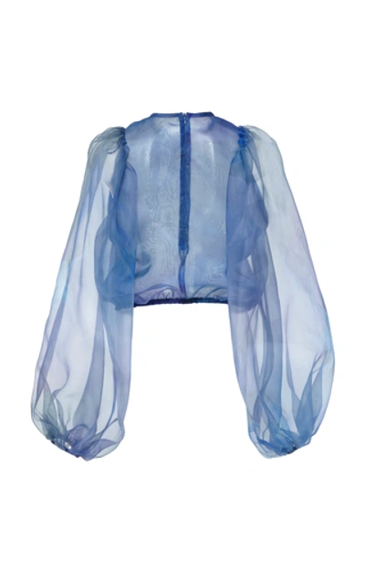 Shop Beaufille Nebula Semi Sheer Tulle Blouse In Blue