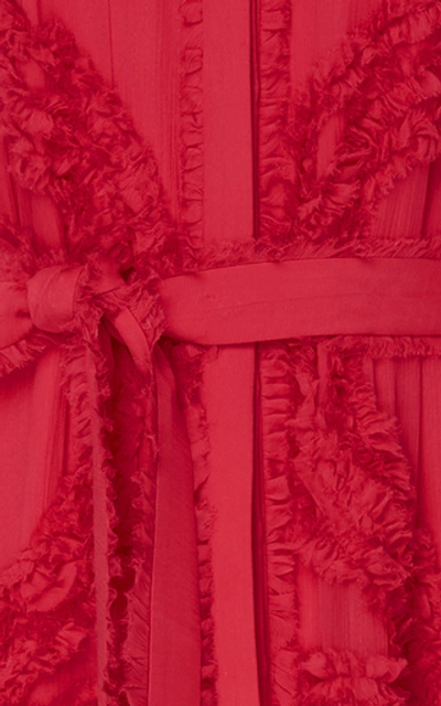 Shop Alexis Patrizia Ruffled Silk-chiffon Midi Dress In Pink