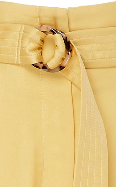 Shop Sally Lapointe Belted Silk Straight-leg Pants In Yellow