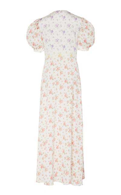 Shop Loveshackfancy Stacy Floral-print Silk Maxi Dress In Multi