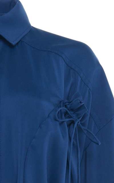 Shop Jacquemus La Robe Valmy Belted Cotton-poplin Maxi Dress In Blue