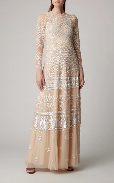 Shop Needle & Thread Aurora Sequin-embroidered Tulle Gown In Pink