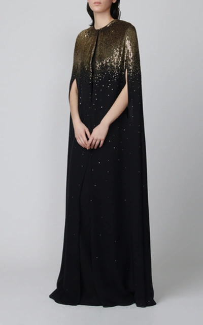 Shop Givenchy Embellished Silk Chiffon Cape In Black