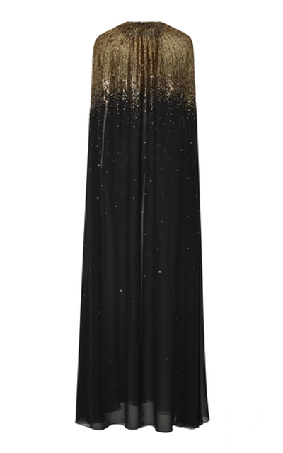 Shop Givenchy Embellished Silk Chiffon Cape In Black