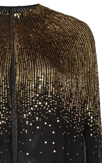 Shop Givenchy Embellished Silk Chiffon Cape In Black