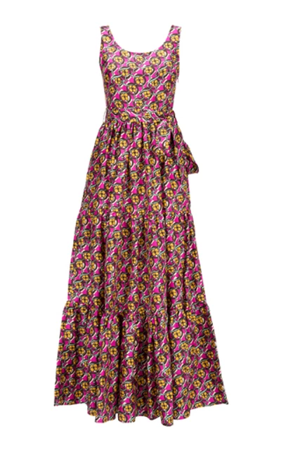 Shop La Doublej Pellicano Tiered Silk-crepe Maxi Dress In Print