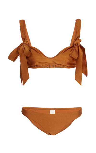 Shop Zimmermann Veneto Bow-detailed Bikini In Brown