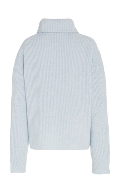 Shop Sally Lapointe Cashmere-blend Turtleneck Sweater In Blue