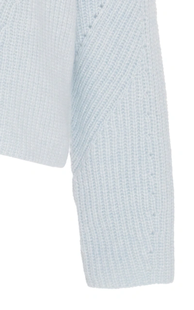 Shop Sally Lapointe Cashmere-blend Turtleneck Sweater In Blue
