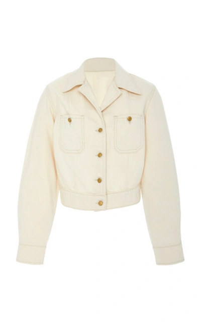 Shop B Sides Clair Cropped Denim Jacket In White