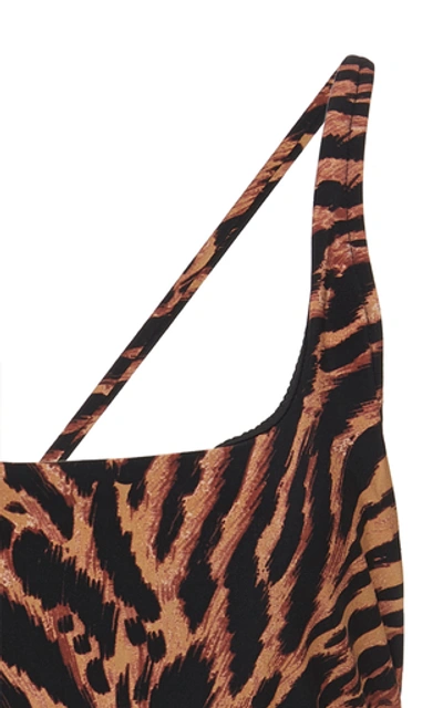 Shop Ganni Tiger-print Swimsuit In Animal