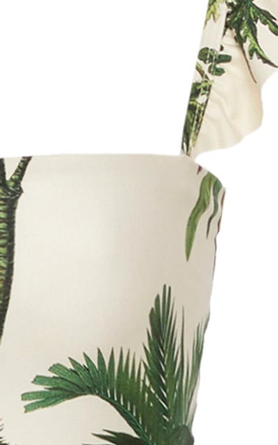 Shop Agua By Agua Bendita Nativa Palm Tree-print One-piece Swimsuit In Neutral