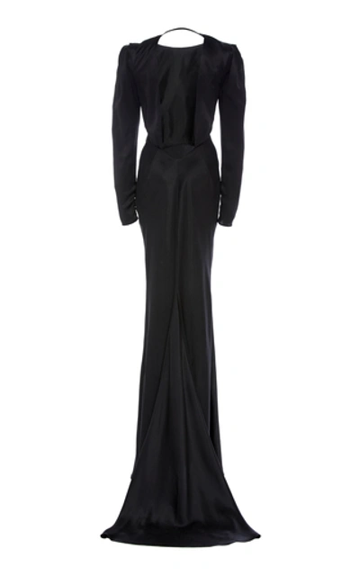 Shop Alessandra Rich Silk-satin Gown In Black