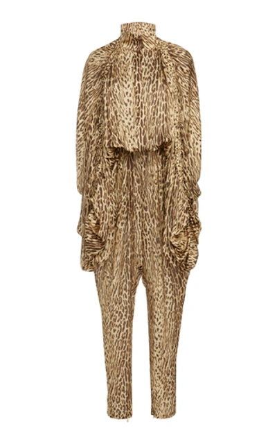 Shop Zimmermann Printed Silk-chiffon Jumpsuit In Brown