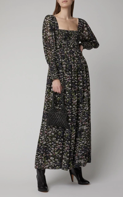 Shop Ganni Floral-print Georgette Maxi Dress