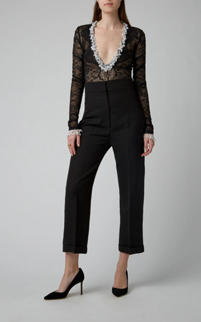 Shop Christopher Kane Pearl-embellished Lace Bodysuit In Black