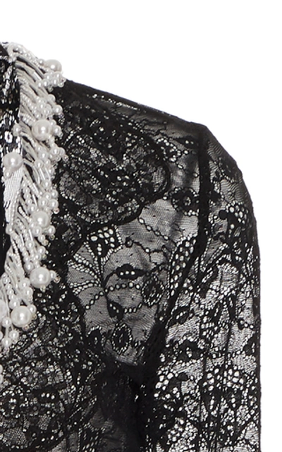 Shop Christopher Kane Pearl-embellished Lace Bodysuit In Black