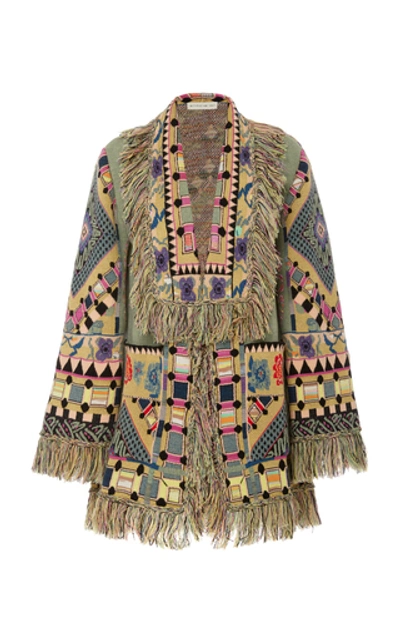 Shop Etro Fringed Wool-blend Jacket In Multi