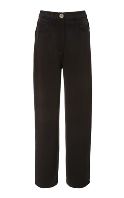 Shop Nanushka Marfa Wide Leg Satin Pants In Black