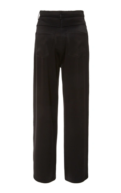 Shop Nanushka Marfa Wide Leg Satin Pants In Black