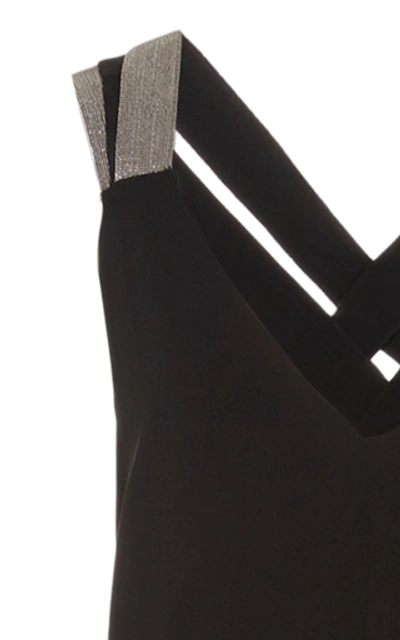 Shop Brunello Cucinelli Embellished Silk-jersey Maxi Dress In Black