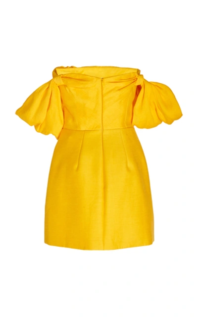 Shop Acler Selkin Drop-shoulder Linen-blend Mini Dress In Yellow