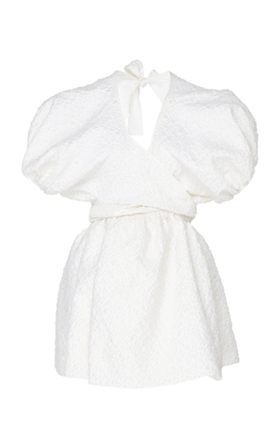 Shop Cecilie Bahnsen Angie Textured Crepe Wrap Blouse In White