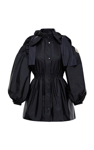 Shop Moncler Genius + Simone Rocha Susan Bow-detailed Shell Peplum Jacket In Navy