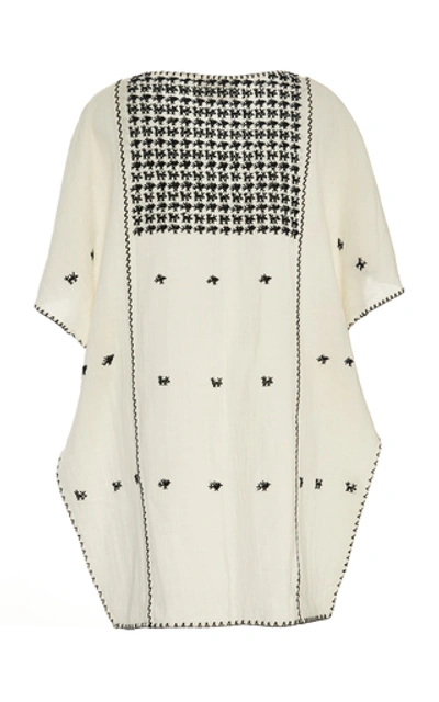 Shop Anaak Luna Embroidered Cotton-voile Dress In White