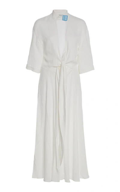 Shop Off-white Slit-front Crepe Midi Dress In White