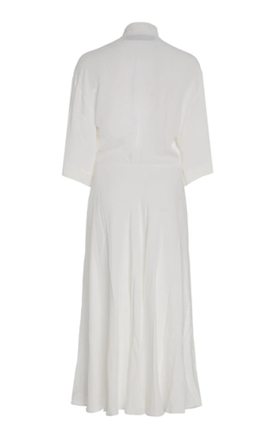 Shop Off-white Slit-front Crepe Midi Dress In White