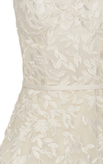 Shop Mira Zwillinger Charla Strapless Embroidered Silk Tulle Gown In Ivory