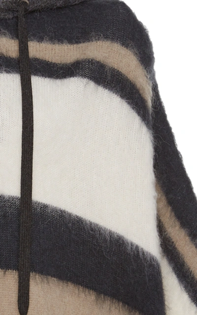 Shop Brunello Cucinelli Striped Brushed Knit Poncho In Multi