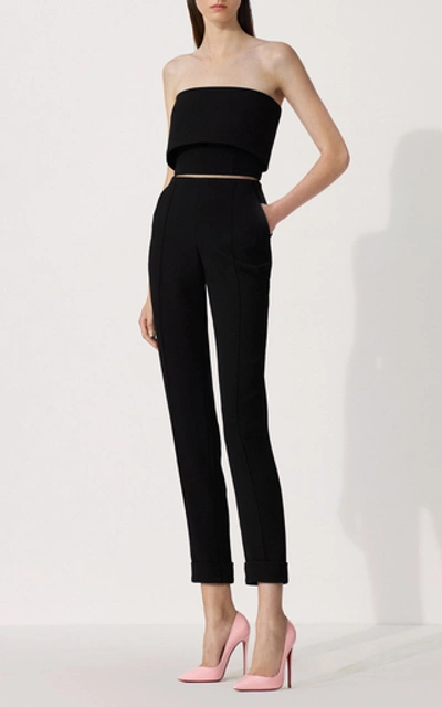 Shop Alex Perry Zak Cropped Crepe Top In Black