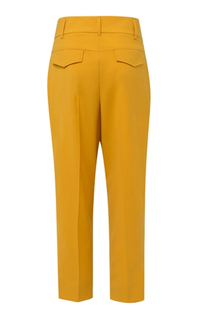 Shop Dorothee Schumacher Refreshing Ambition Techno Cool Wool Bi-stretch Cropped Pants In Yellow