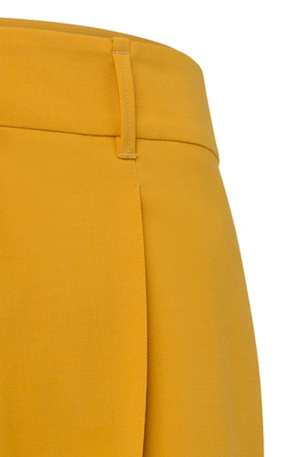 Shop Dorothee Schumacher Refreshing Ambition Techno Cool Wool Bi-stretch Cropped Pants In Yellow