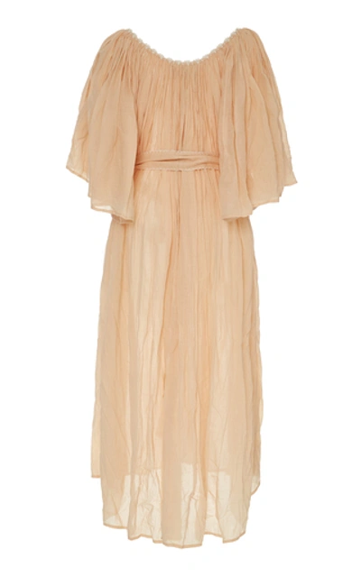 Shop Anaak Isadora Tie-front Cotton-voile Midi Dress In Neutral