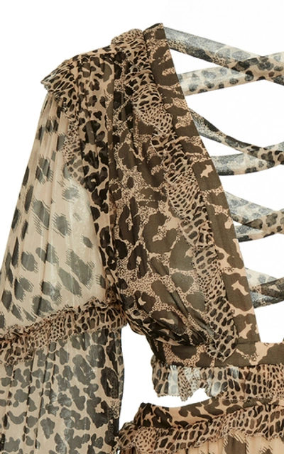 Shop Zimmermann Allia Cutout Leopard-print Chiffon Mini Dress In Animal